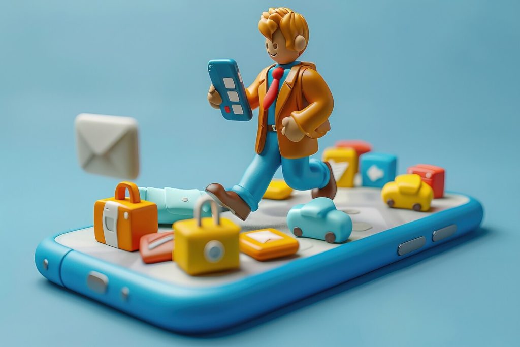 3d character emerging from smartphone 23 2151336623