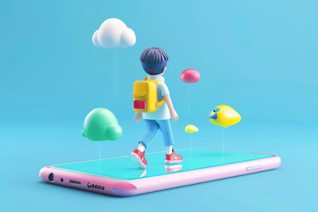 3d character emerging from smartphone 23 2151336677