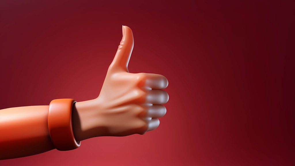 view 3d hand showing thumbs up 23 2150990259