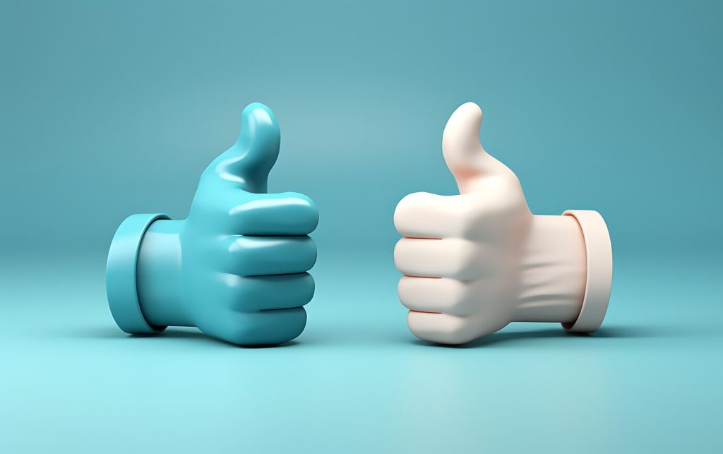 view 3d hands showing thumbs up gesture 23 2150995891